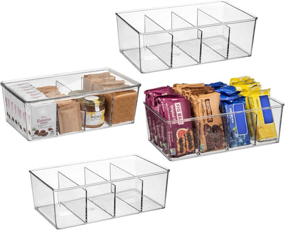 ClearSpace Pantry Organization and Storage Bins with Removable Dividers & Lids – Perfect Pantry Organizers or Kitchen Organization – Refrigerator Organizer Bins, Cabinet Organizers, 2 Pack
