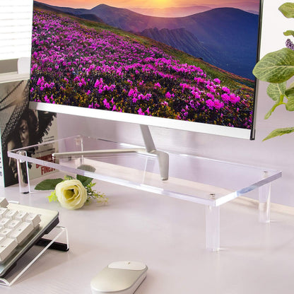 Yestbuy Acrylic Monitor Stand Riser, Clear Computer Monitor Riser, Desktop Organizer Stand for Office Accessories, Printer, Notebook, and All Flat Screen Display, Ergonomic Monitor Riser Stand