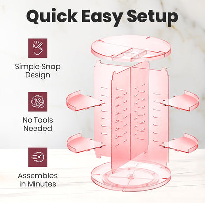 Masirs Small 360 Rotating Makeup Organizer - Mini Yet Spacious Cosmetic Storage Solution with Multiple Compartments - The Perfect Spinning Make-Up Caddy for Vanity or Bathroom Counter (Round - Clear)