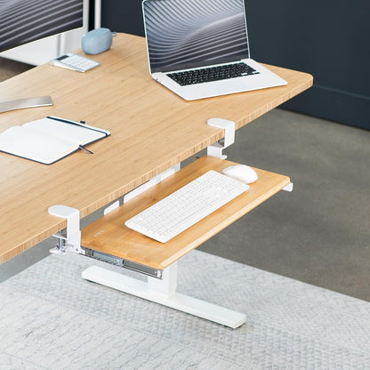 VIVO Large Clamp-on Computer Keyboard and Mouse Under Desk Slider Tray, 27 x 11 inch Pull Out Platform Drawer, White, MOUNT-KB05W