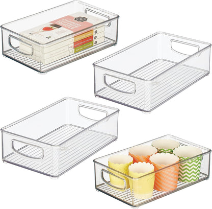 iDesign Stackable Pantry Bin with Handles for Kitchen Storage Set of 2, Clear, Made in USA