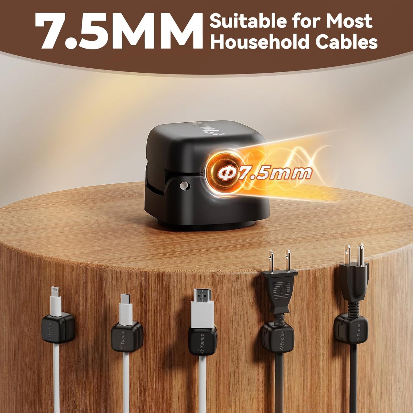 6Pack Rotatable Cord Organizer,Spring Cable Clips Desk Cable Management Cord Holder Adhesive Phone Charger Cord Clips for Home Office Car Wall Nightstand Accessories, Clear