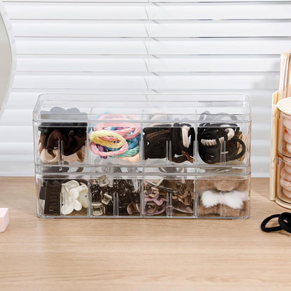 Cord Storage Organizer for Desk Drawer, Plastic Adjustable Cable Organizer Box with Lid and Wire Ties, Clear Phone Charger Case for Home Office