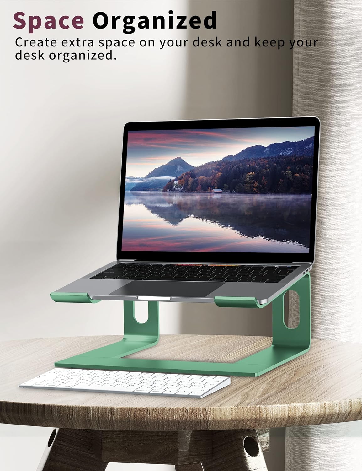ALASHI Laptop Stand for Desk, Aluminum Computer Riser, Ergonomic Notebook Holder, Detachable Metal Laptops Elevator, PC Cooling Mount Support 10 to 15.6 Inches Notebook, Black
