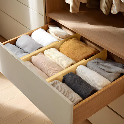 VaeFae Adjustable Bamboo Drawer Dividers, Expandable Drawer Organizer for Kitchen, Bedroom, Bathroom, Dresser and Office, 6-Pack