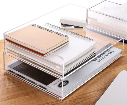 HeZone Paper Organizer Letter Tray, Clear Acrylic Paper Tray, School Teacher Office Supplies Organization, Stackable Desk File Organizer, Classroom Decor and Accessories-2 Pack…