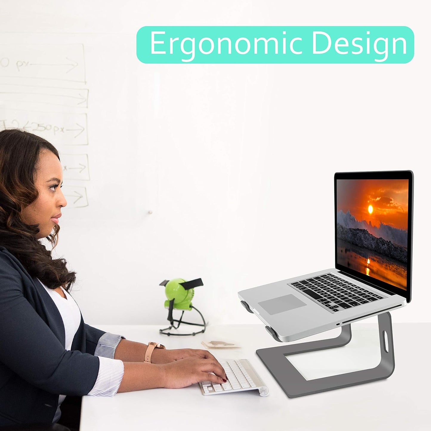 Orionstar Ergonomic Laptop Stand, Premium 5mm Aluminum Riser for 10-15.6 Inch Notebook Computer, Tool-Free Detachable Elevator Holder for Desk Office, Sturdy Riser for Eye-Level Neck Relief (Gold)