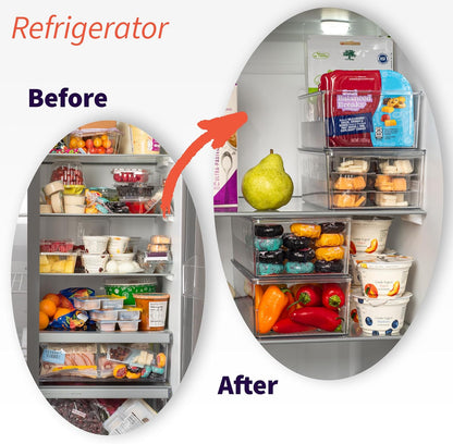 ClearSpace Pantry Organization and Storage Bins with Removable Dividers & Lids – Perfect Pantry Organizers or Kitchen Organization – Refrigerator Organizer Bins, Cabinet Organizers, 2 Pack