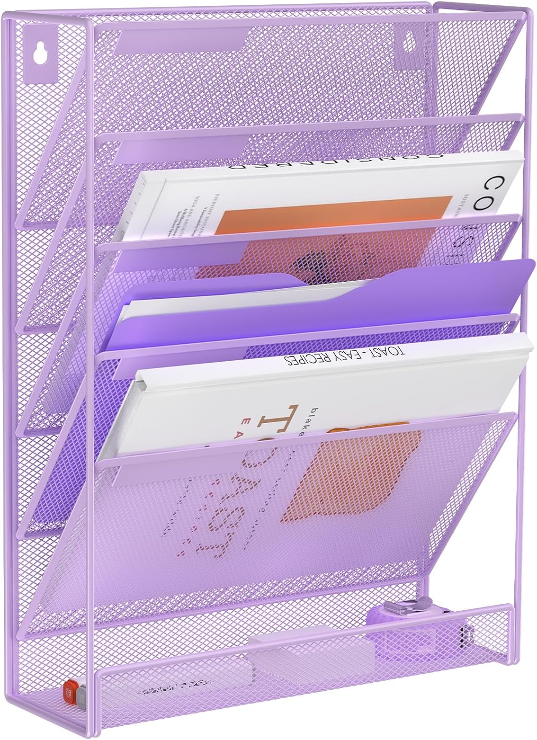 Kuntine.B Wall File Organizer Office Hanging Magazine Holder Wall File Organizer for Office Home (Black, 5 Tier)