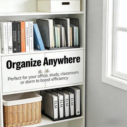 AUPSEN 5-Section Gold File Organizer for Desk, Wood Mesh Desktop File Organizer, File Sorter Storage Rack, Vertical Folder Holder for Files, Magazines, Books (Gold)