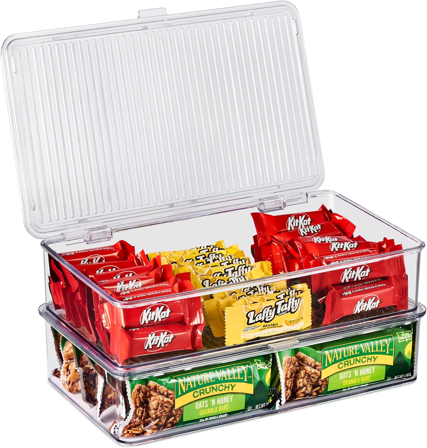 Sorbus Fridge Organizer & Pantry Storage with Lids- Clear Plastic Freezer Organizer Bins- MultiPurpose & Versatile Stackable Cabinet Organizers- Cosmetics,Office Supplies,Food Snack Organizers- 2 Pack