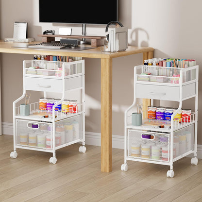 SWTYMIKI Rolling Under Desk Storage - Storage Cart with Drawers & DIY Divider - Art Cart Organizer on Wheels - Craft Rolling Utility Cart for Office, Craft Room & Studio Espresso
