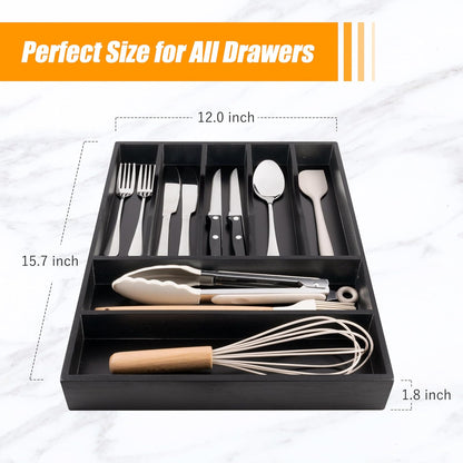 Kitchen Silverware Drawer Organizer and Storage Flatware Cutlery Utensil Holder Spice Rack Containers Bathroom Counter Cabinet Office Desk Makeup Drawer Tray Kitchen and Dining Tools Decor Accessories
