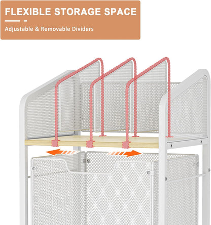 Tiaoheka Rolling File Cabinet with Adjustable Dividers, Vertical Filing Cabinet with Storage Drawer on Lockable Wheels, Hanging File Organizer Beside Under Desk for Office, Home（Patent Pending）