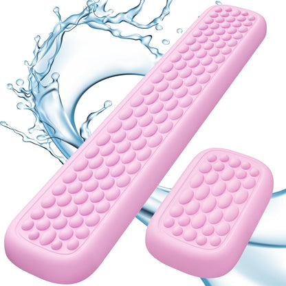 Lekvey Ergonomic Keyboard Wrist Rest - Memory Foam with Massage Points & Waterproof PU Leather Wrist Pad, Carpal Tunnel Support for Office Computer/Gaming, Typing Pain Relief, Easy-Clean（Rose Pink）