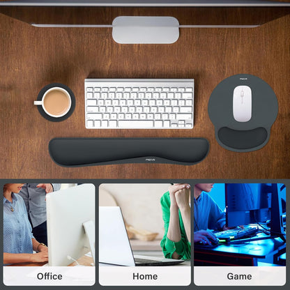 MOSISO Wrist Rest Support for Mouse Pad&Keyboard Set, Streamline Ergonomic Mousepad&Coaster Non-Slip Base Home/Office Pain Relief&Easy Typing Pad with Soft Cloth&Silicone Lining, Antique Green