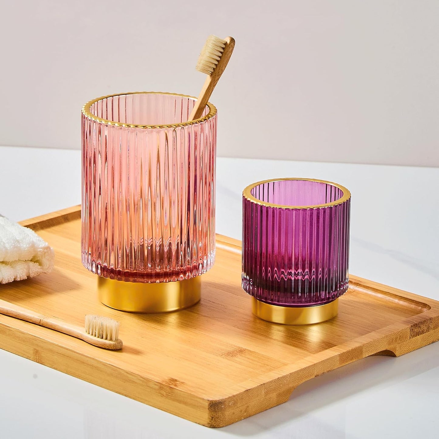 Makeup Brush Holder Organizer,Toothbrush Holders,Desk Pen Pencil Holder,Multifunctional Vintage Glass Brush Cup（L/Green/A3-6-US）