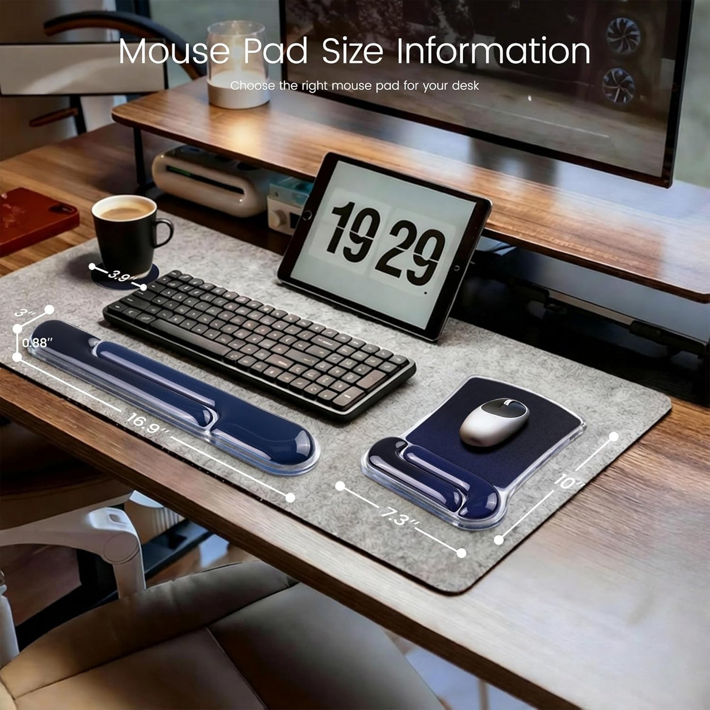Ospelelf Mouse Pad with Wrist Rest and Ergonomic Gel Keyboard Hand Wrist, Support for Typing Gaming, Relieve Wrist Pain, Cool & Easy to Clean, for Office, Programmer, Home Computer Use, Pink