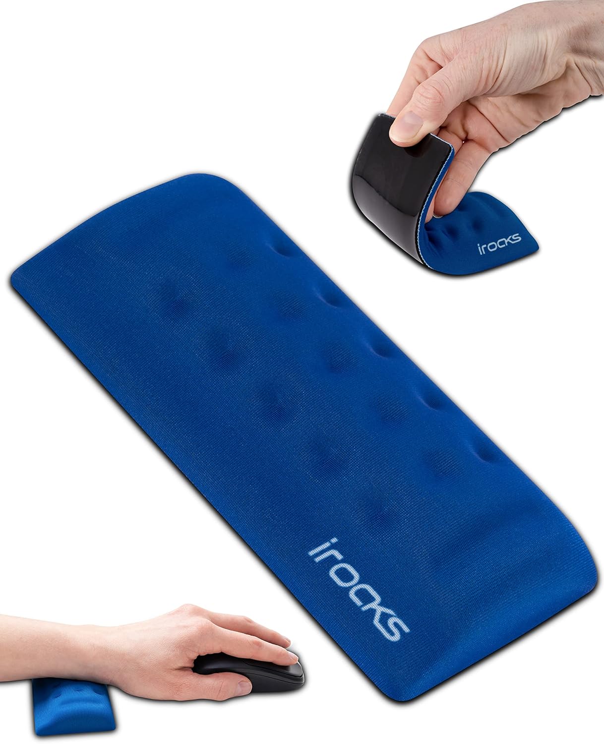 i-Rocks Memory Foam Keyboard Wrist Rest - Pain-Reducing Wrist Rest for Computer Keyboard - Non-Slip Rubber Base Wrist Rest - Cooling Keyboard Pad for Long Hours of Work, Studying, Gaming