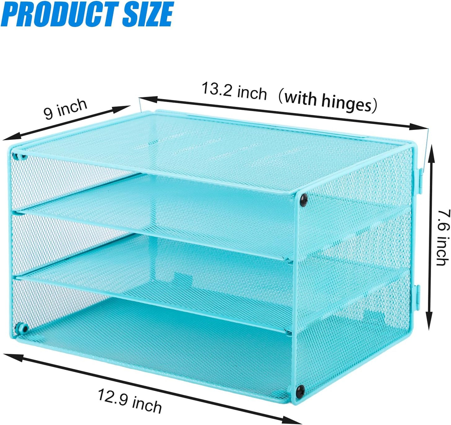 EASEPRES 3 Tier Mesh Desk Organizer Tray, File Paper Letter Folder Holder Desktop Paper Sorter Mail Organization Rack Storage Accessories, for Office Home School Classroom, Black