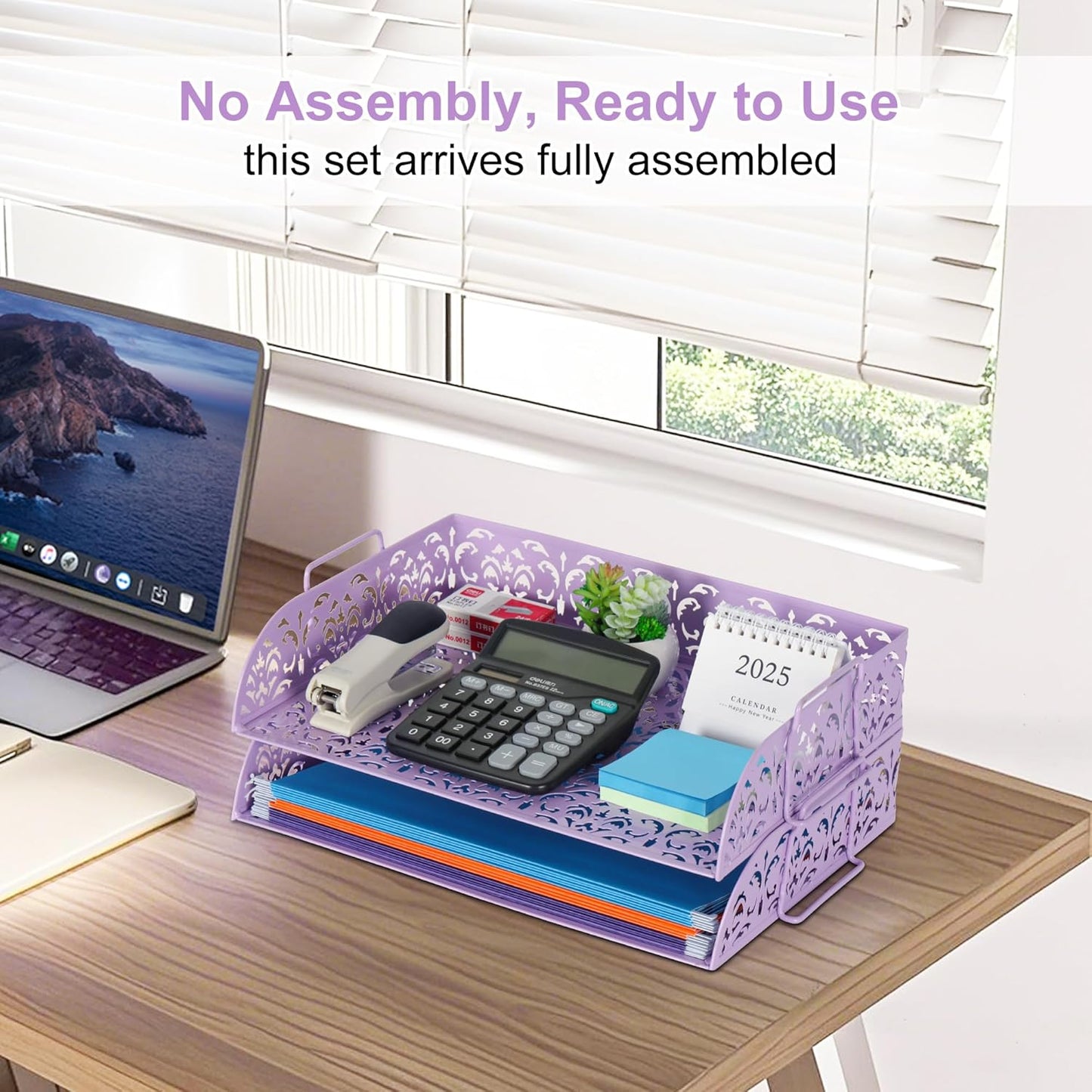 EasyPAG Paper Organizer for Desk 2 Tier Stackable Paper Tray for A4 Legal Size Folders Metal File Storage Desktop Organizer for Home Office School Teacher, Black