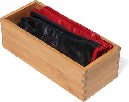 Lipper International Bamboo Wood Utensil Holder Storage Box for Cooking Tools, Makeup, or Office Supplies, 4" x 9 1/4" x 3"
