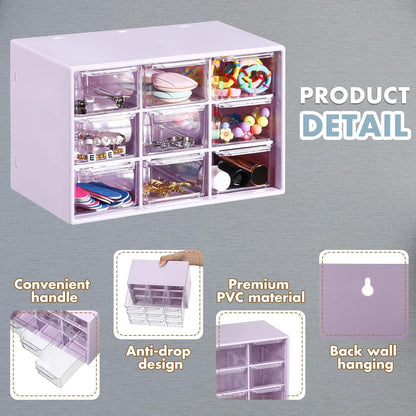 Amyhill 6 Pcs Mini Drawer Organizer Small Organizer with 9 Drawers Plastic Desktop Craft Storage Box for Office Home Room Jewelry Cosmetics Collection(White)