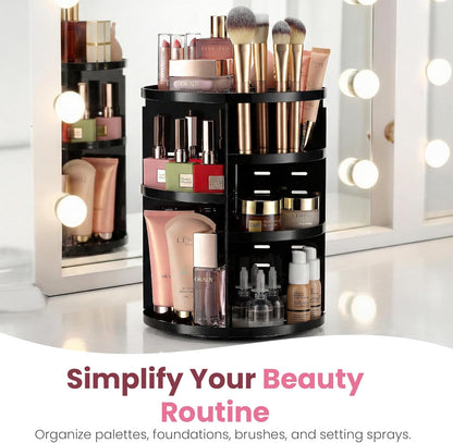 Masirs Small 360 Rotating Makeup Organizer - Mini Yet Spacious Cosmetic Storage Solution with Multiple Compartments - The Perfect Spinning Make-Up Caddy for Vanity or Bathroom Counter (Round - Clear)