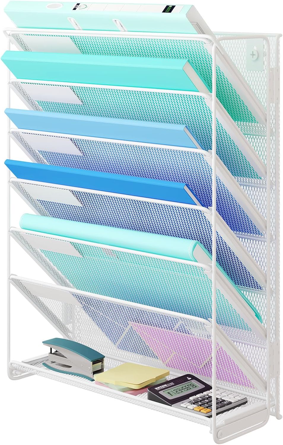 Kuntine.B Wall File Organizer Office Hanging Magazine Holder Wall File Organizer for Office Home (Black, 5 Tier)