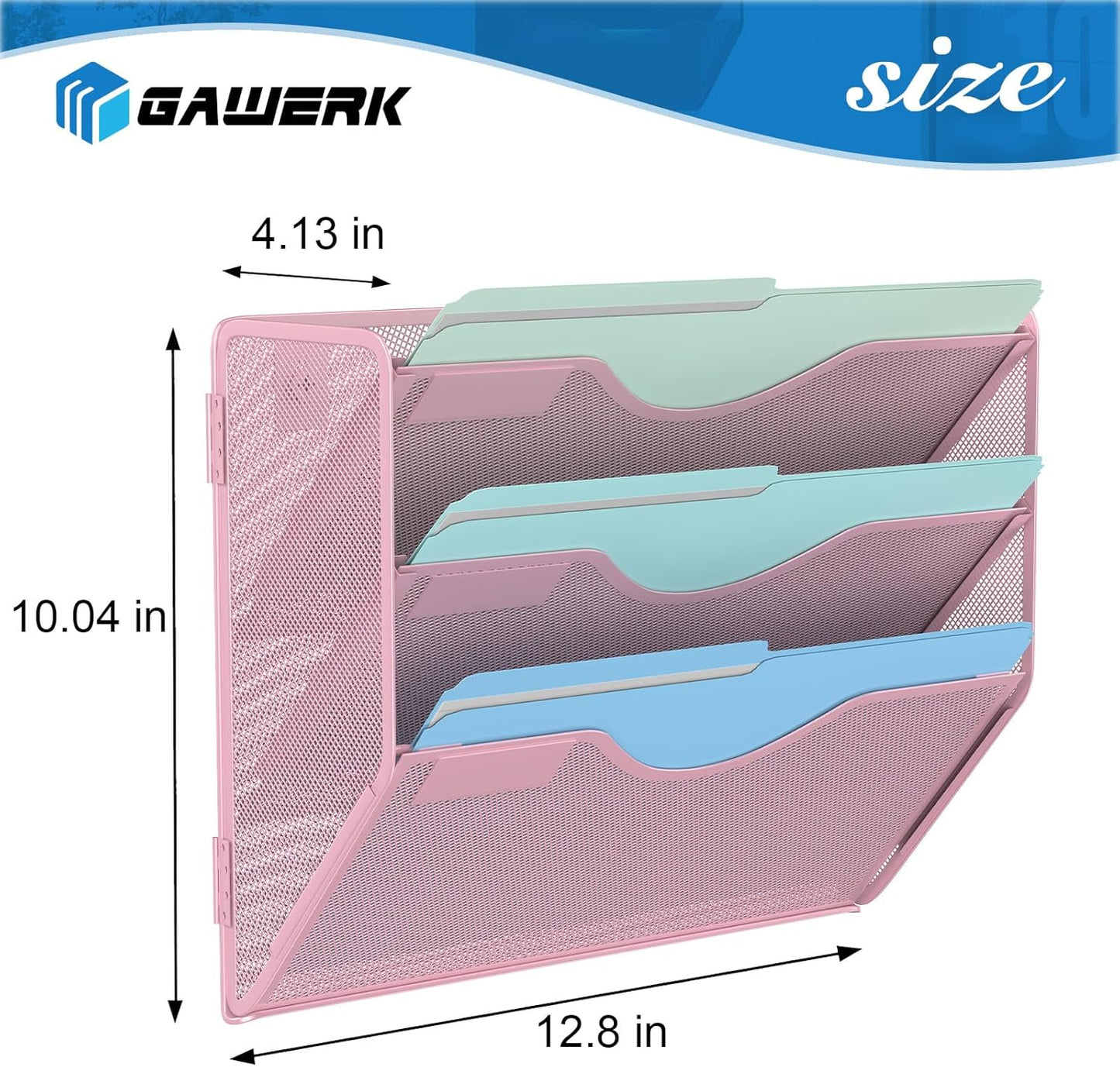 Gawerk 5 Tier Hanging Wall File Organizer, Mesh Mail Paper Orgnization Hanging File Folder Holder for Home Office, Black