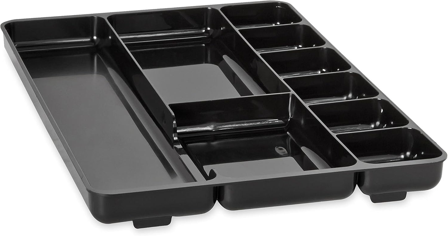 Rubbermaid Extra Deep Desk Drawer Director Tray, Plastic, 11.875 x 15 x 2.5 Inches, Black