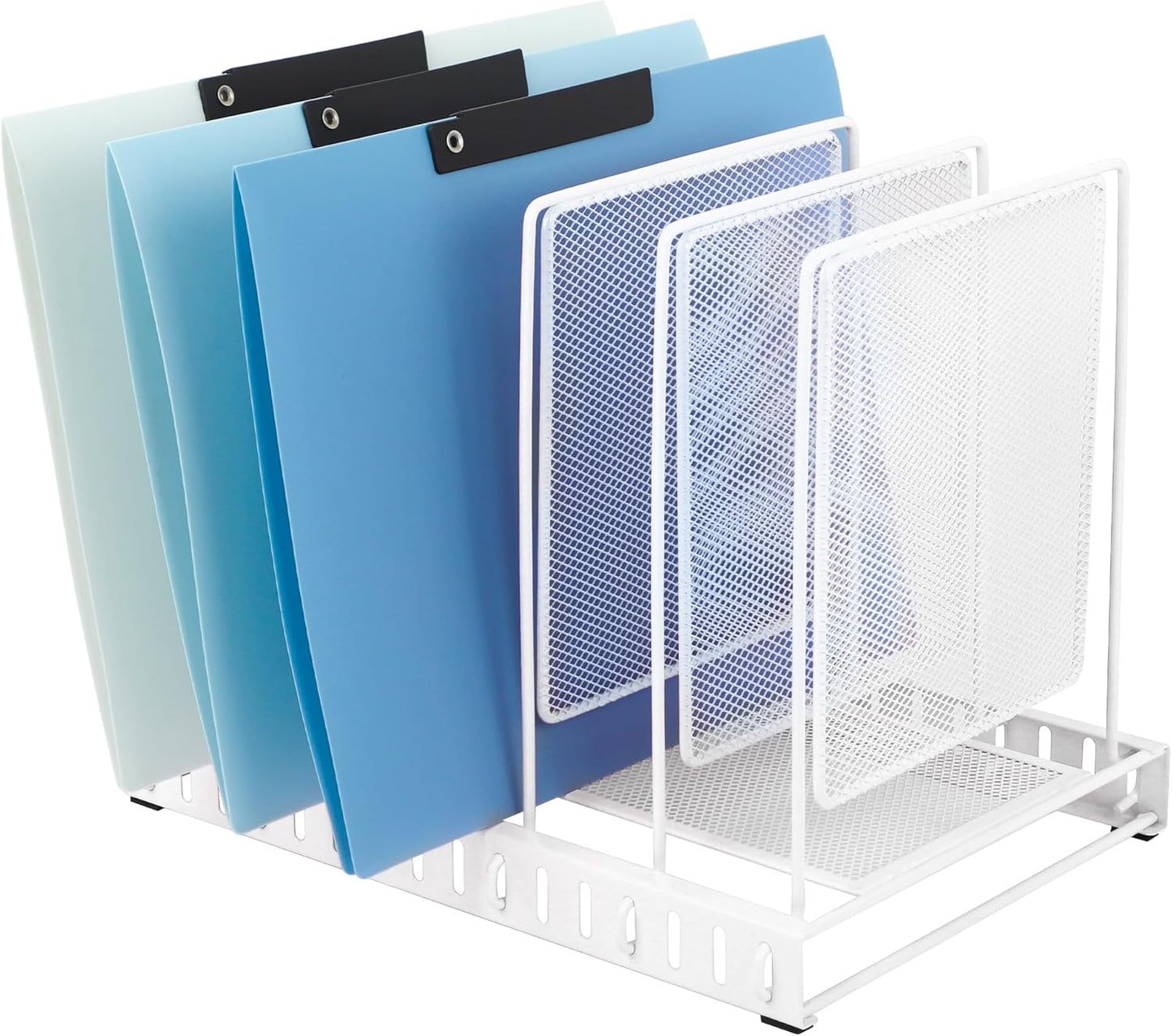 EASEPRES 5 Section Vertical Metal Mesh Desk File Organizer, Spacing Adjustable Upright Desktop Paper Mail Document Magazine Sorter Folder Holder for Workspace Office School Home, Black
