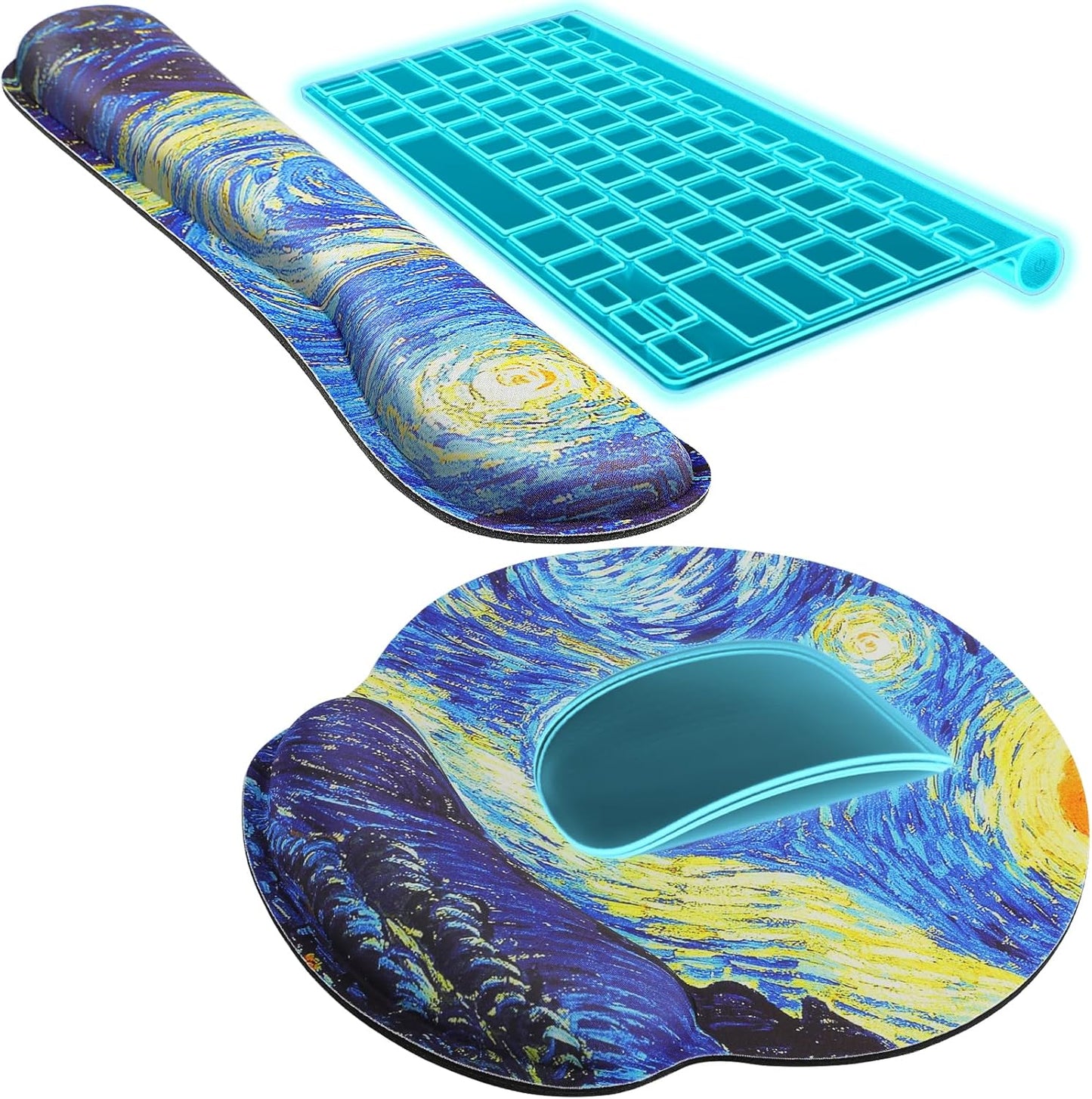 KTRIO Ergonomic Keyboard Wrist Rest and Mouse Pad with Wrist Rest Set, Memory Foam Wrist Support for Typing, Gaming, Office and Home Use, Black