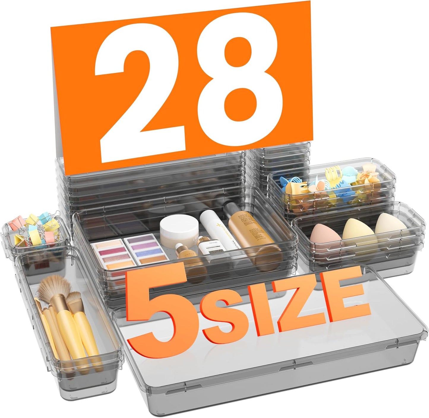 【Military Grade】A-LuGei Drawer Organizer, 【𝟱𝗦𝗶𝘇𝗲】 Makeup organizer, 【Holds 177 Items】 Bathroom Organizers and Storage, Organization and Storage, Desk Drawer Organizer for Bathroom Vanity