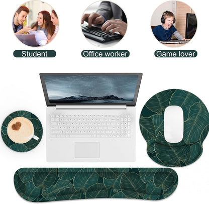 Ergonomic Mouse Pad with Wrist Rest and Keyboard Wrist Rest, Memory Foam Wrist Rest for Computer Keyboard, Easy Typing, Pain Relief, Mouse Pad Wrist Support for Gaming,Office, Laptop, Black Flower