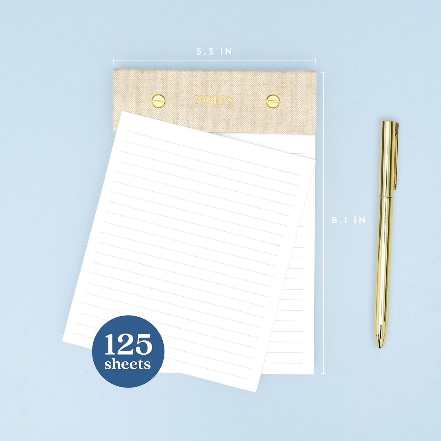 ELYN Lined Spiral Journal, Linen Hardcover Notebook with Matching Gold Gel Pen, 252 Pages, 8 in x 5 in - 100 GSM Premium Paper, Spiral Notebook for Home, Office, Notes & Gifts, (Linen)