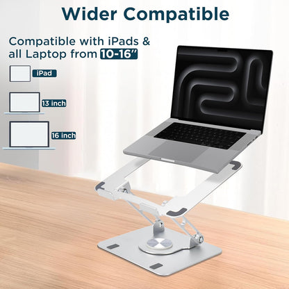 Uncaged Ergonomics Swivel Laptop Stand for Desk, Adjustable Computer iPad Stand for Desk w/ 360 Rotation, Portable Laptop Holder for Home Office Ergonomic Supplies (Black)