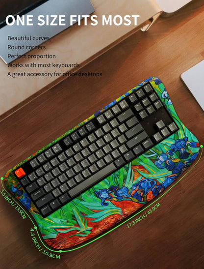 Ergonomic Wave Wrist Rest with Keyboard Stand, Cushioned Palm Rest, Comfortable Integrated Memory Foam for Natural Typing and Relieve Wrist Pain, Dark Night Black