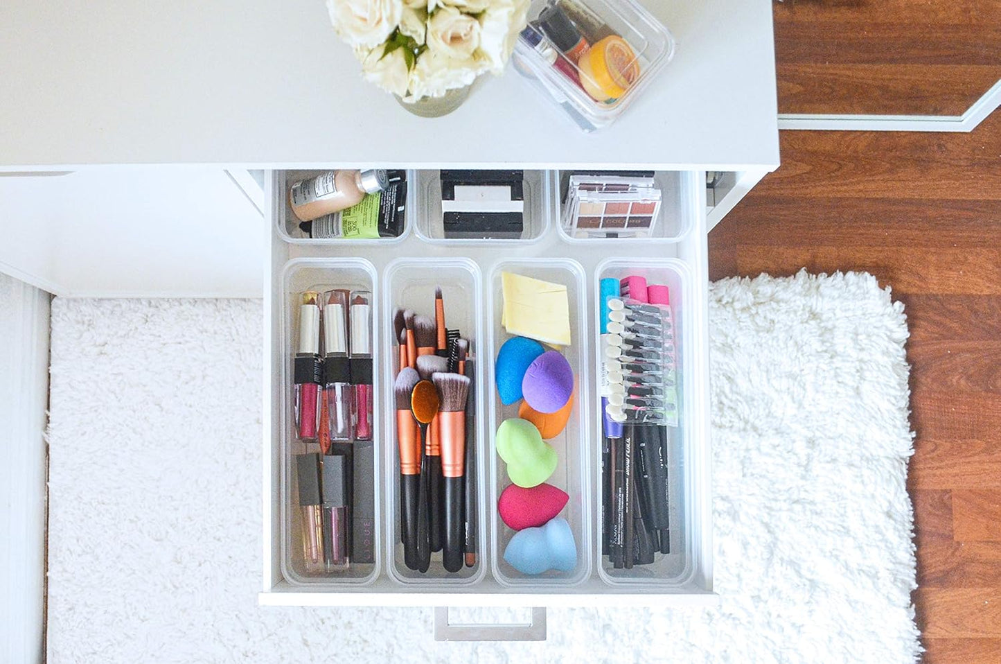 Best Kept 6 Bin Pack, Long Home Organizer Storage Boxes with Lids, Translucent Clear