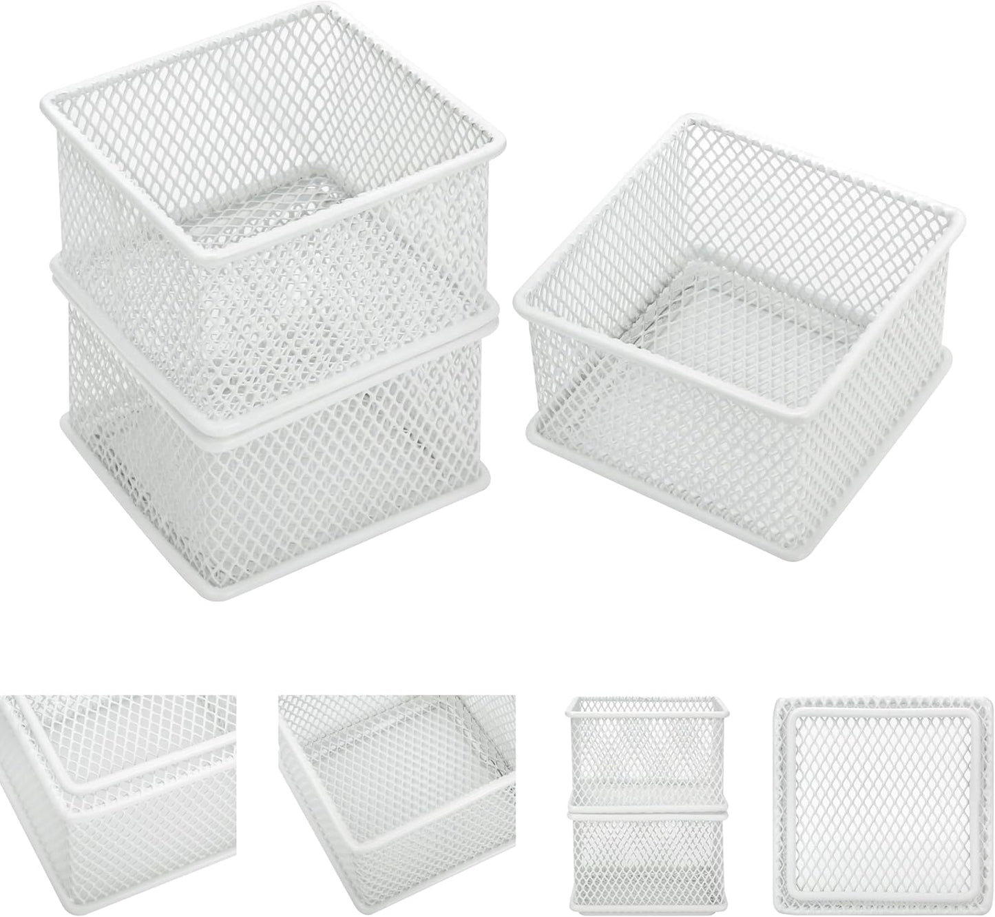 Annova Stackable Mesh Drawer Cabinet and Shelf Organizer Bins Storage Basket School Office Supply Holder Tray- Set of 2 (Gold, 3x3x2 Inch)