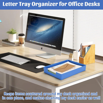 Letter-Size Tray Desk Letter Tray Paper Tray, Sturdy Heavy-Duty Plastic Printer Paper Tray, Single-Tier Stackable File Storage Organizer for Office Home (Clear)
