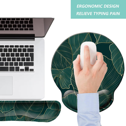 Keyboard Wrist Rest Pad Mouse Pad with Wrist Support Set of 3, Mousepad with Non-Slip Rubber Base, Ergonomic Memory Foam Mouse Wrist Cushion Support for Home Office Laptop Computer, Flower Black