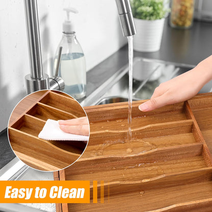 Kitchen Silverware Drawer Organizer and Storage Flatware Cutlery Utensil Holder Spice Rack Containers Bathroom Counter Cabinet Office Desk Makeup Drawer Tray Kitchen and Dining Tools Decor Accessories