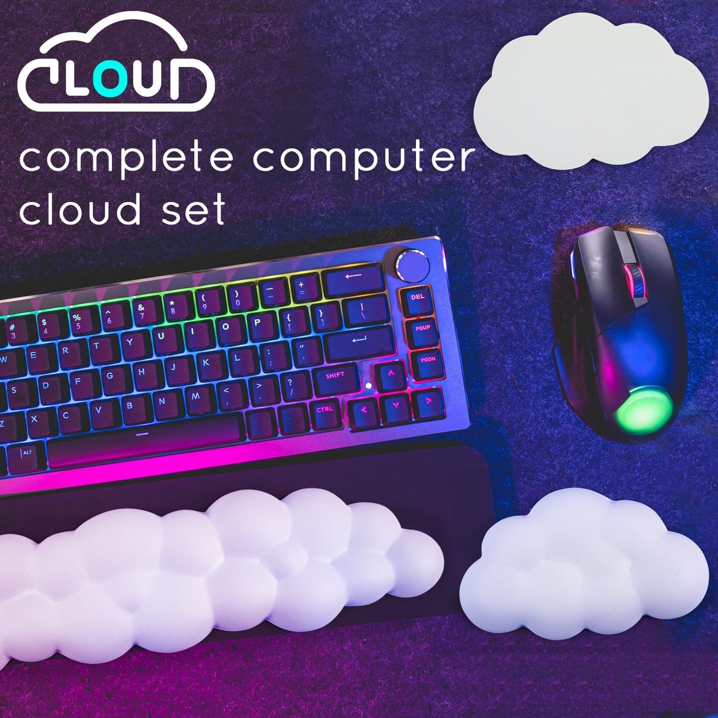 Cloud Wrist Rest for Computer Keyboard Arm Wrist Rest with Non-Slip Base Extended Wrist Rest Ergonomic Memory Foam for Keyboard and Mouse Typing Pain Relief, Office, Gaming, Computer