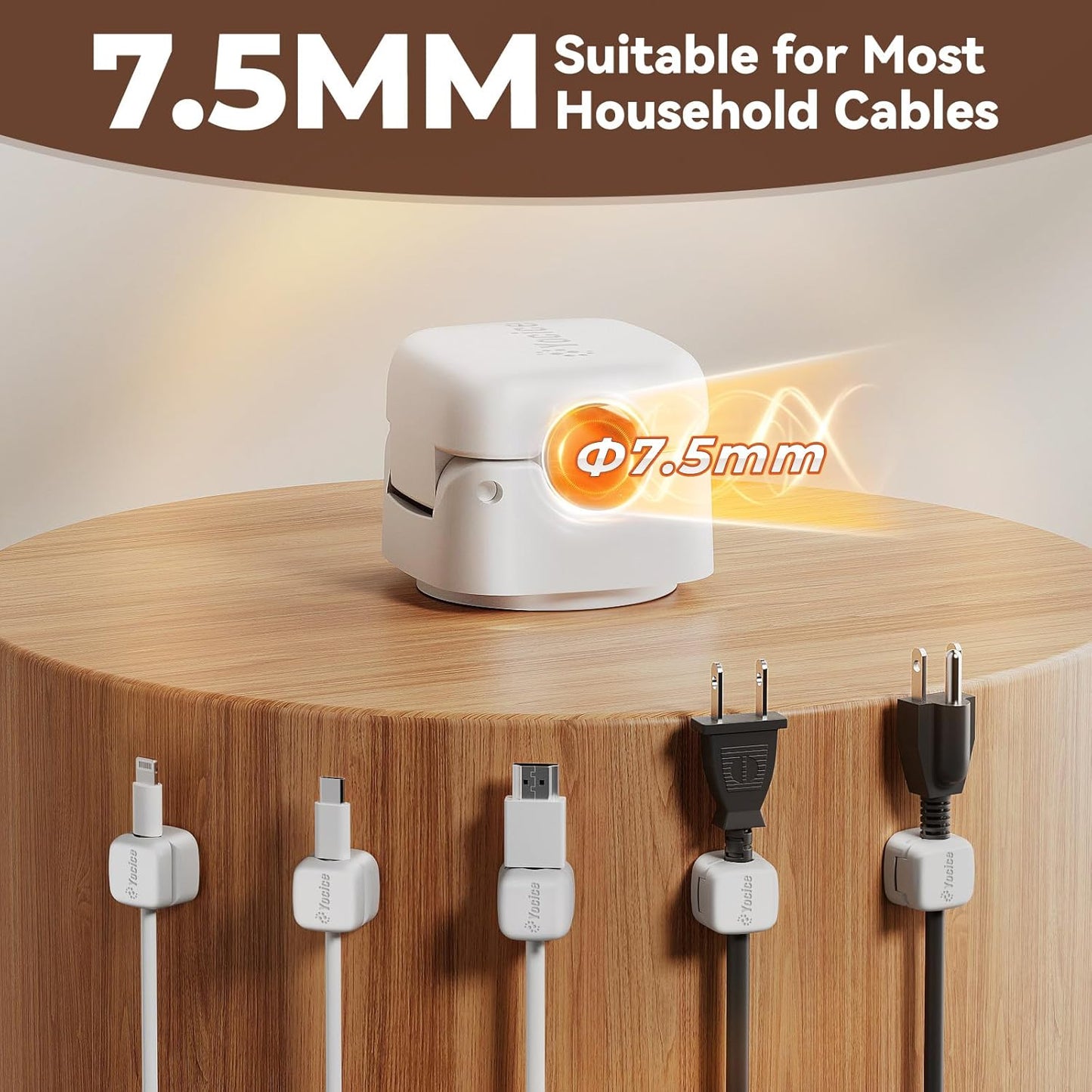 6Pack Rotatable Cord Organizer,Spring Cable Clips Desk Cable Management Cord Holder Adhesive Phone Charger Cord Clips for Home Office Car Wall Nightstand Accessories, Clear