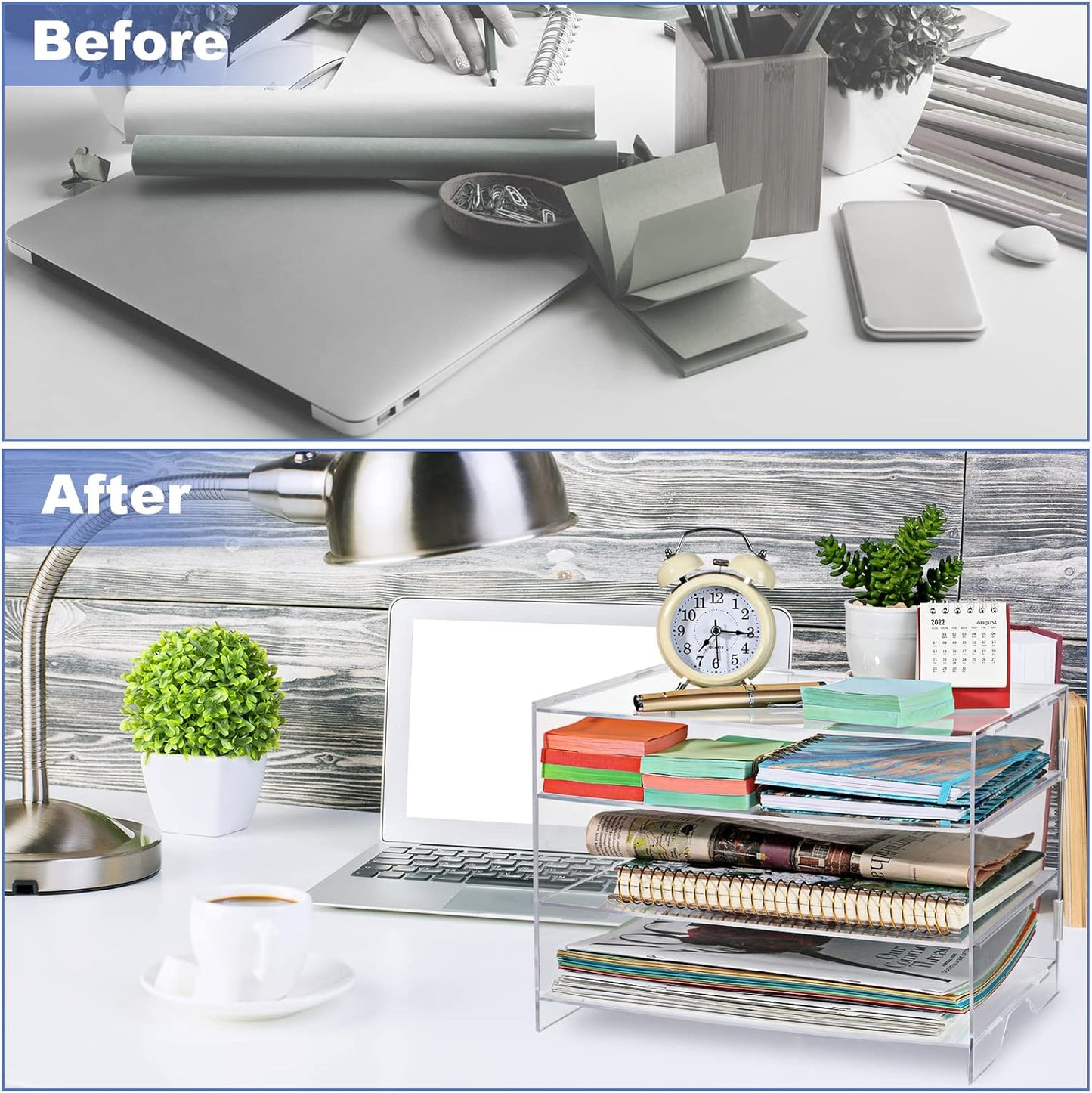 Paper Organizer Tray Desk Tray 3 Tier Classroom Organization and Storage Acrylic Desk Organizer Office Desk Organizers and Accessories Clear Stackable Office Letter Organizer for Office Document Paper