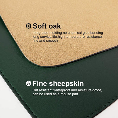 DAWNTREES Dual Sided Desk Mat,Leather Desk Pad,Cork Desk Mat Protector,with PU Leather Valet Tray Organizer,Large Mouse Pad,Desk Writing Pad for Office and Home(Dark Green 31.5"x15.8")