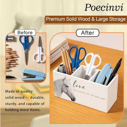 Blue Coquette Bow Pen Holder for Home Office Desk, Girly Office Decor, Preppy Blue Ribbon Bow Aesthetic Wooden Box Sign Pencil Holder for Desk Shelf Organizer