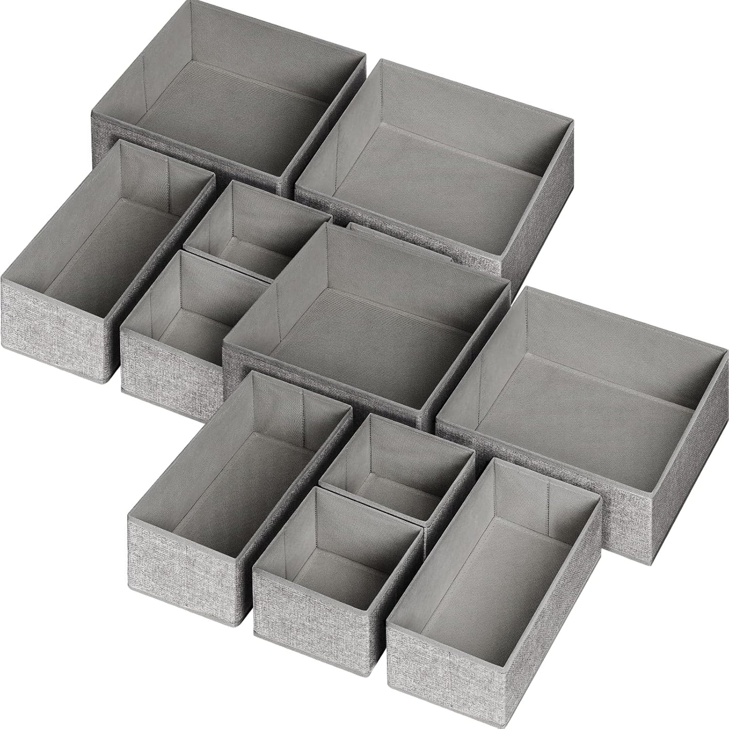 Criusia Foldable Underwear Drawer Organizer, Closet Dividers, Storage Box for Clothes, Socks (6 Bins, Gray)