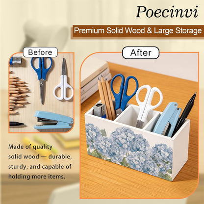 Blue Coquette Bow Pen Holder for Home Office Desk, Girly Office Decor, Preppy Blue Ribbon Bow Aesthetic Wooden Box Sign Pencil Holder for Desk Shelf Organizer
